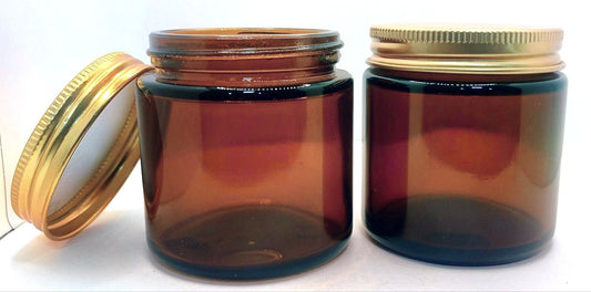 Glass Candle Jars 250ml Amber Golden Cap PM160