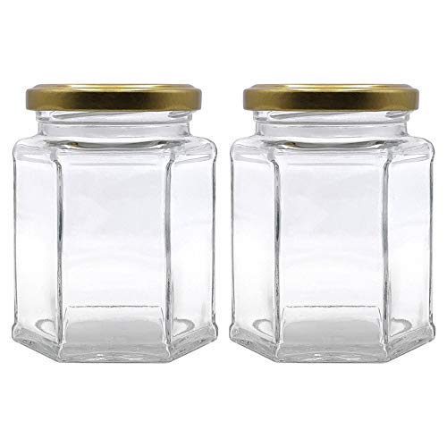 Glass Candle Jars 100 ML Hexagon Jar Golden Cap PM049