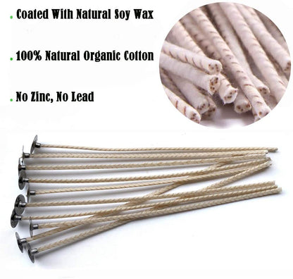 Braided Wicks (6 inch) imported 3 MM thick soy wax coated CW010