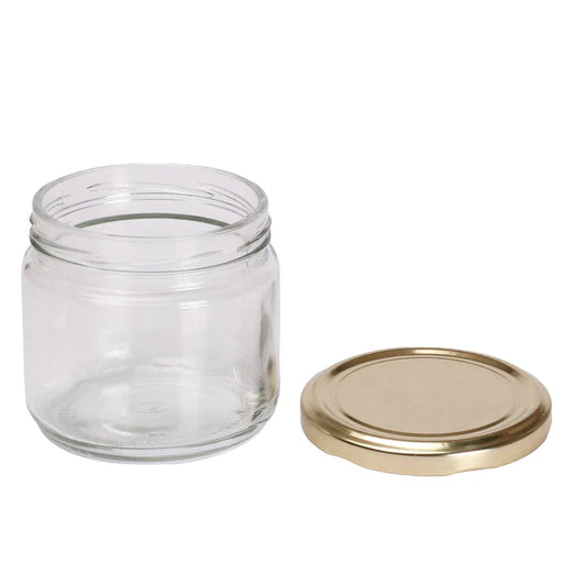 Glass Candle Jars 225 ML Crame Glass Jar ( G. cap) PM090