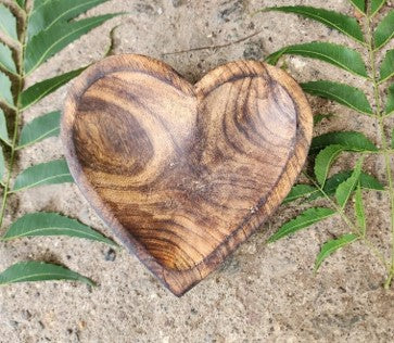 Wooden Candle Heart Bowl (Big),5x5 inches, WC007