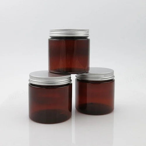 Glass Candle Jars 250ml Amber Silver Cap PM159