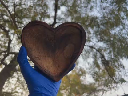 Wooden Candle Heart Bowl (Big),5x5 inches, WC007